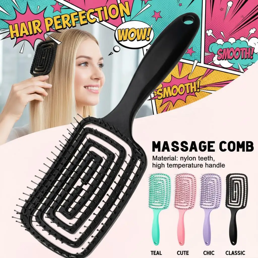 Cepillo Secador de Pelo Multifuncional con Diseño Hueco, Masajeador Antiestático para el Cuero Cabelludo, para un Cuidado Capilar Saludable