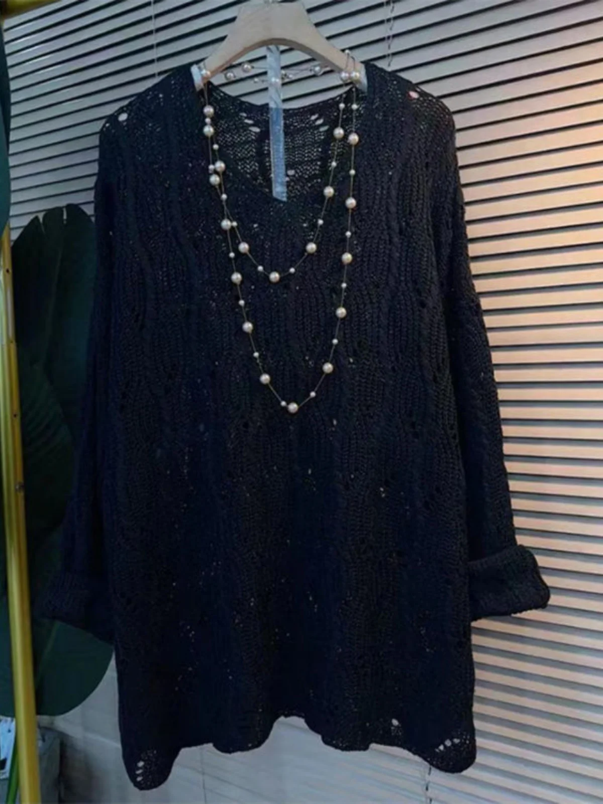 

plus Size Knitted Sweater Women's Loose Fit Early Autumn Sle Mid-Length V-Ne Long Sve Korean Version Large Size 2300 P...