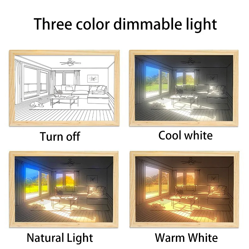 Luminous painting, lighting, mural painting, 5V USB light, bedside atmosphere, photo frame, simple and creative dimming light