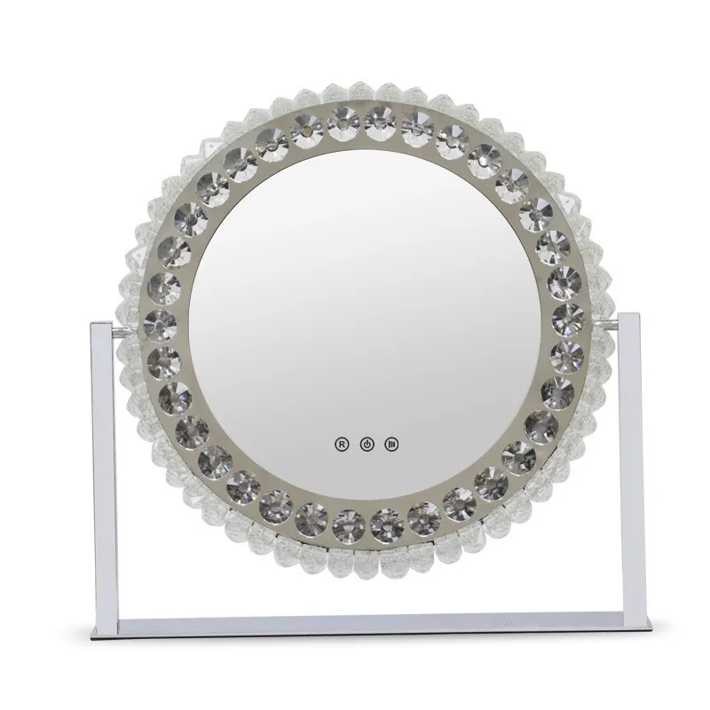 

Oval 360 ° rotating led makeup mirror, simple light luxury with lamp, household