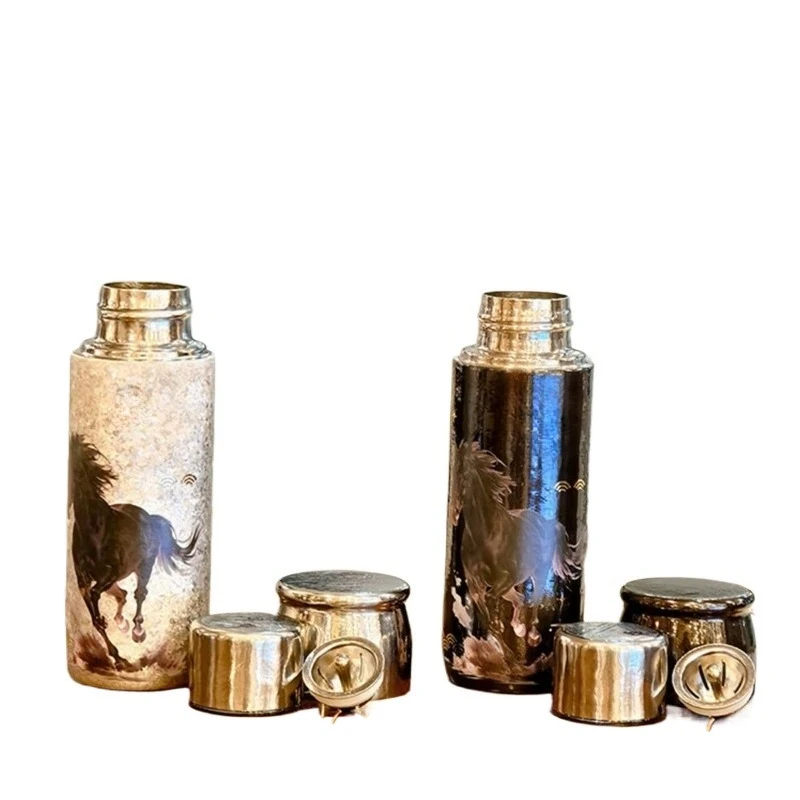 Thermal insulation Haoying streamer titanium cup, limited high-value cup for the Year of the Horse, two-lid tea stewed teacup