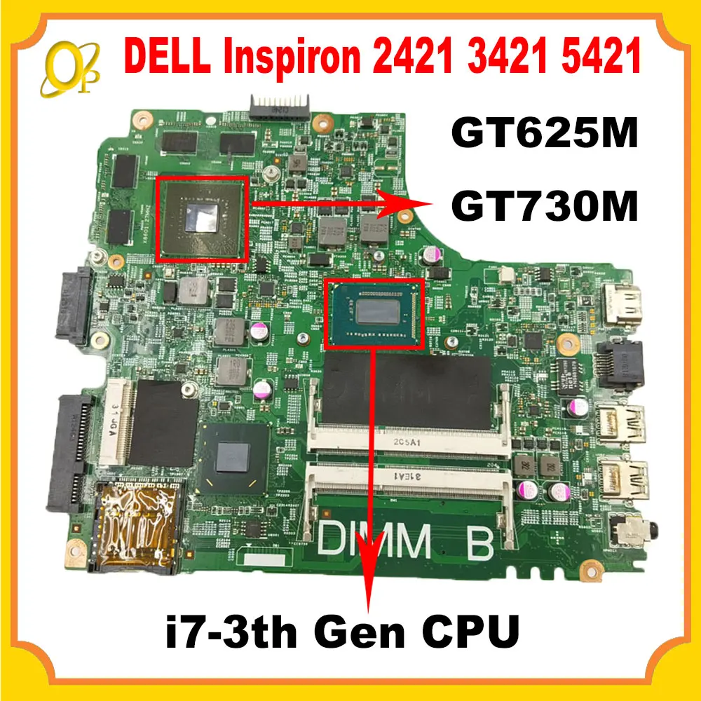 

Материнская плата 12204-1 для ноутбука DELL Inspiron 2421 3421 5421, материнская плата с i7-3th Gen CPU GT625M GT730M GPU DDR3, полностью протестирована