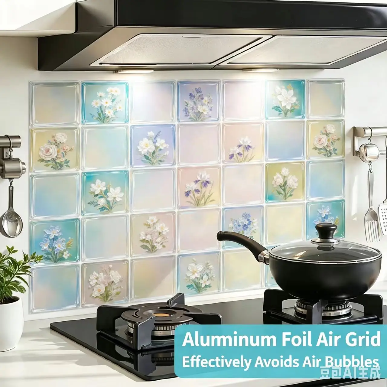 Kitchen Grease-Resistant Glass Stickers Animal Heads Grid Pattern Home Decor New Stickers for Windows Doors