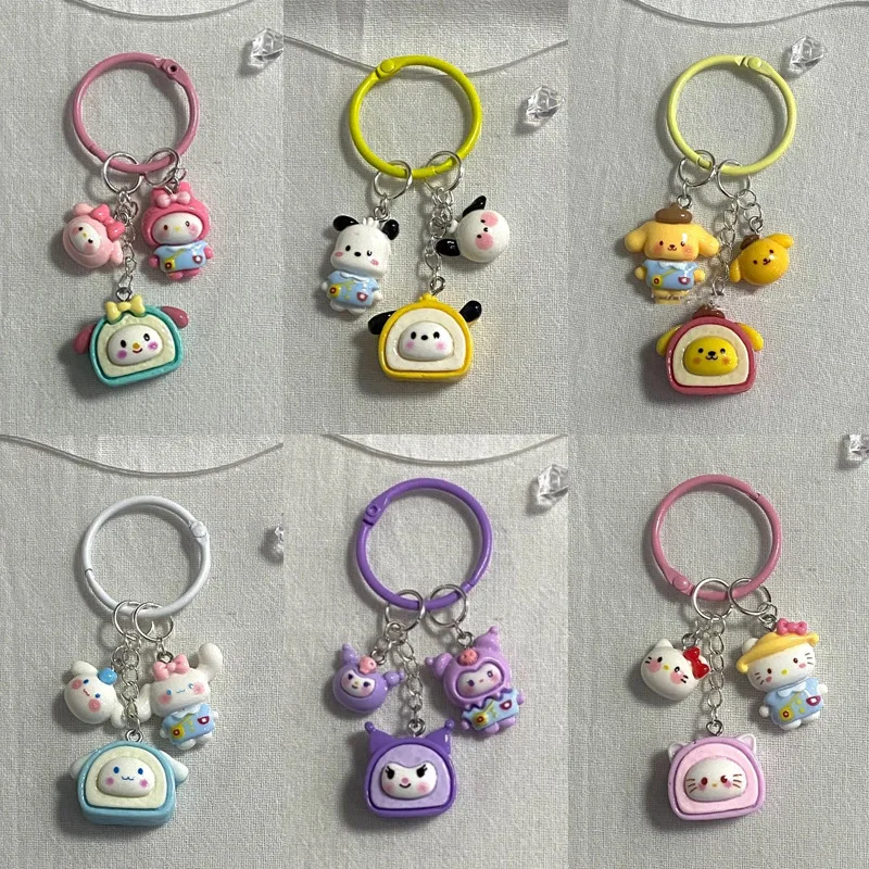 Porte-clés créatif Anime, Sanliou, Melody Kuromi, Hello Kitty Cartoon, Cinnamonroll, pendentif pour sac à dos, accessoires Kawaii, cadeau de vacances