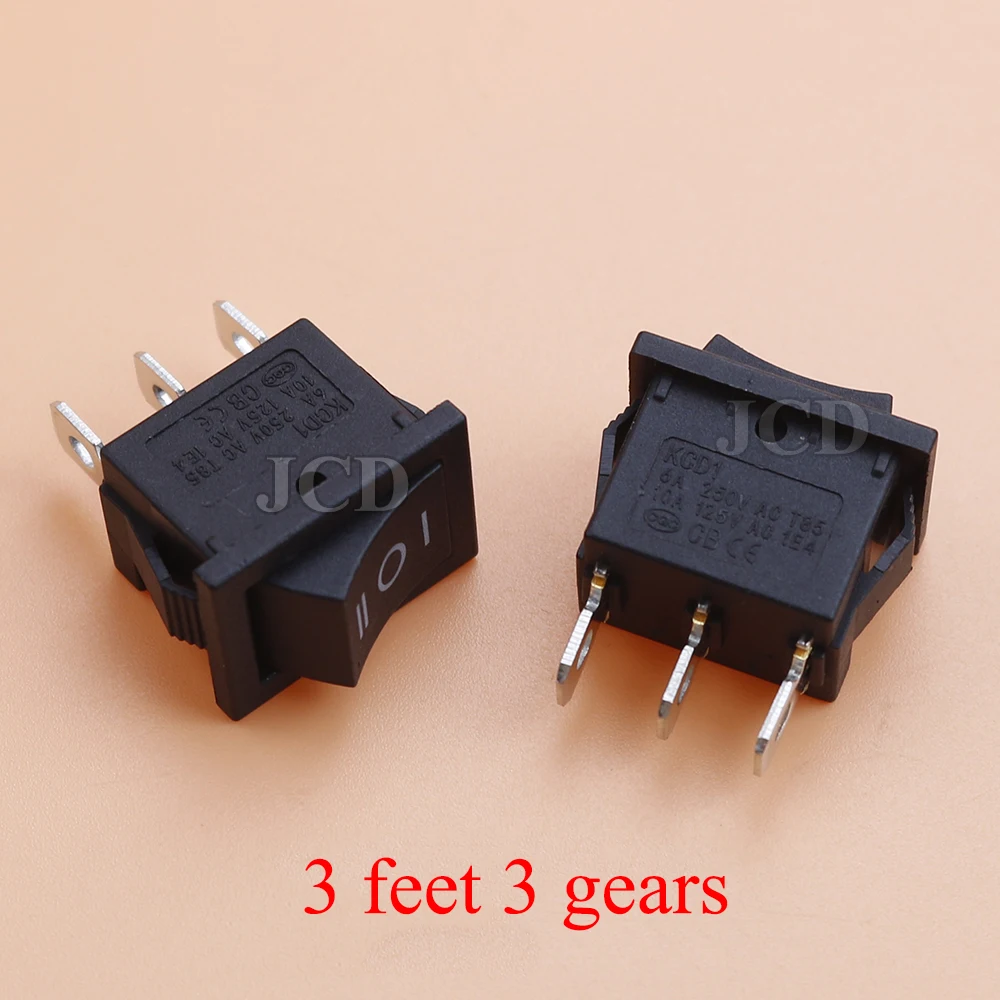 10PCS KCD1-101 Plastic LED Rocker Switch 6A 250VAC 4 Pin On Off DPST 12V 220V Red Lamp Black Latching Power Switch 15x21mm
