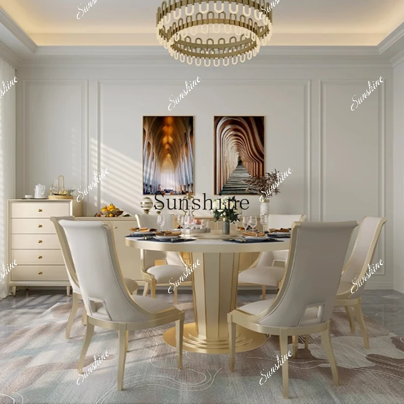 Household light luxury modern small apartment, high-end customizable round dining table for living room  FT