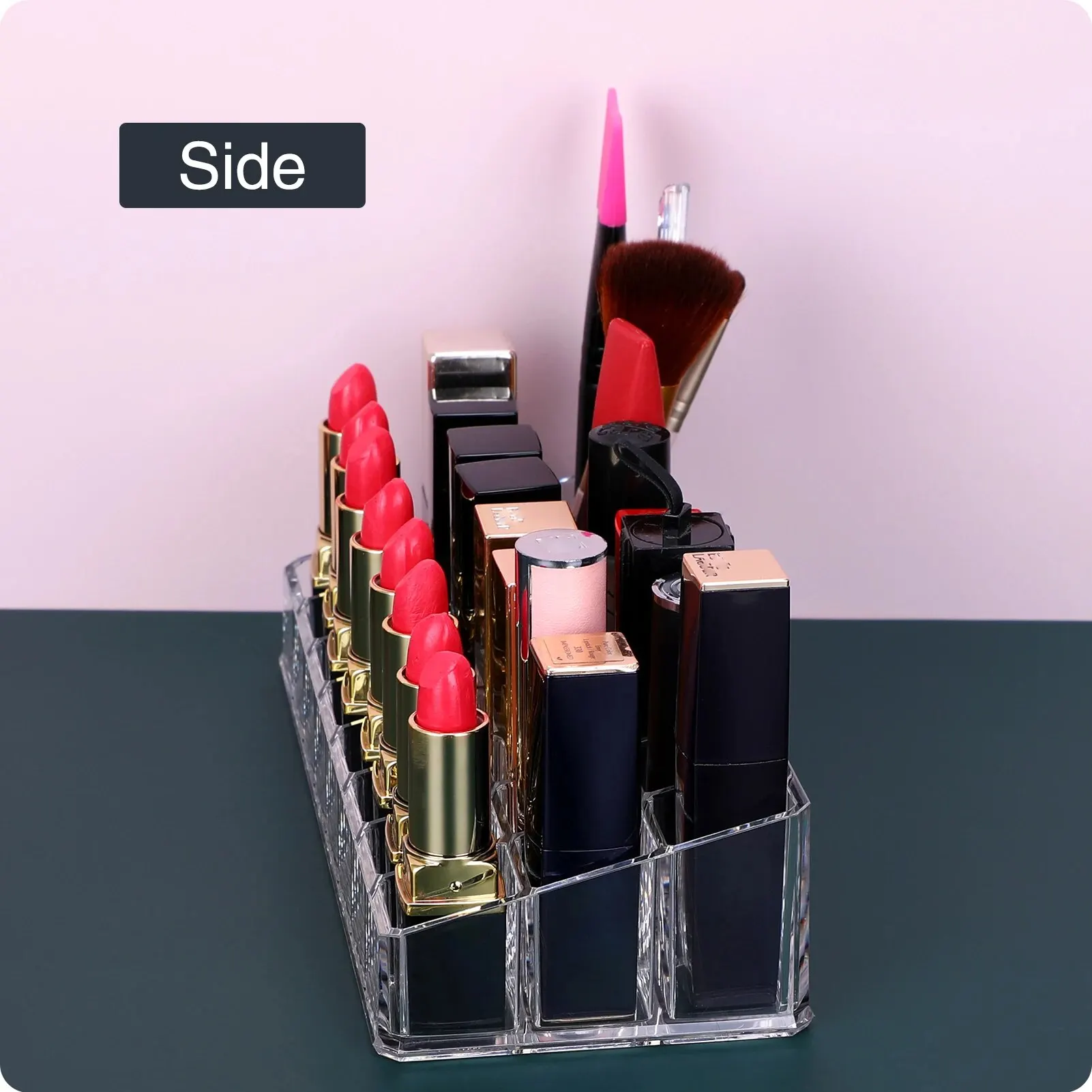 Lipstick Organizer for Vanity,Acrylic Clear Chapstick Lip Gloss Balm Roller Ball Bottle Holder with 24 Slots