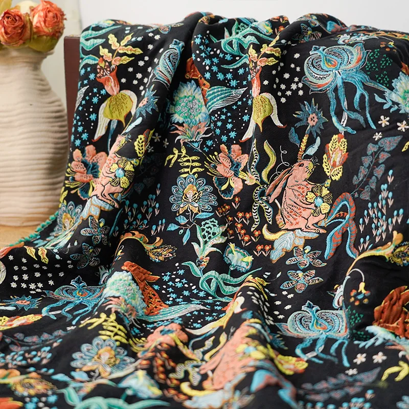 

Yarn Dyed Rabbit Jacquard Fabric for Childrens Clothing Hug Pillow Decoration Cloth Diy By The Meter Sewing Material