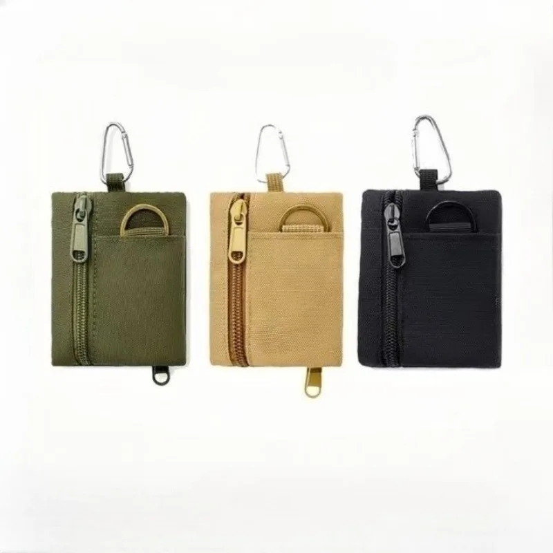 1P Small Nylon Zipper Key Coin Purse, Lightweight Portable Sports Storage Pouch, Mini Hanging Card Holder Wallet for Daily Carry