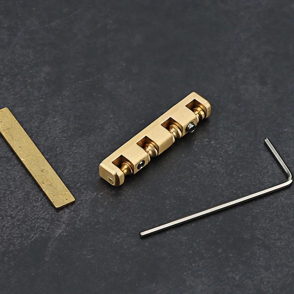 

1 Set Metal String Nut For Guitar Replacement String Saddles Repair Accessories Sturdy Brass Nut Adjustable Bridge Saddle Banjo