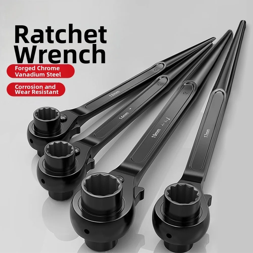 

1x Double Head Ratchet Wrench Chrome Vanadium Steel Reversible Heavy Duty Ratchet Wrench For Machine Maintenance Auto Repair