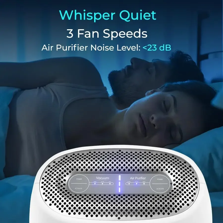 Home Air Purificador de aire HEPA 2 en 1 y recogedor automático al vacío sin contacto - Ultra rápido y potente - Cubiertas 600 pies cuadrados - Canis con cable