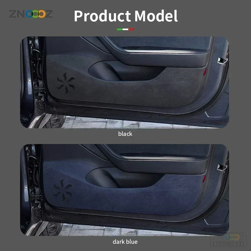 4Pcs Car Door Anti Kick Protection Pad Panel For Tesla Model 3, Model Y 2017-2023  Suede Auto Doors Anti-Dirty Trim