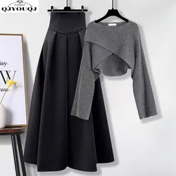 Autumn and Winter Set 2024 New Sweet Style French High end Knitted Sweater+Slimming Skirt Two Piece Set