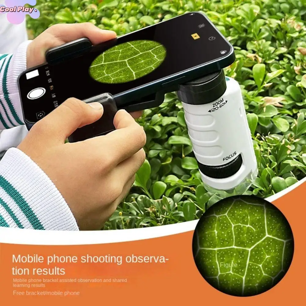 Tool Optical Equipment Science Experiment Microscope 60-120x Magnifying Glass Hand-held Microscope Children's Microscope