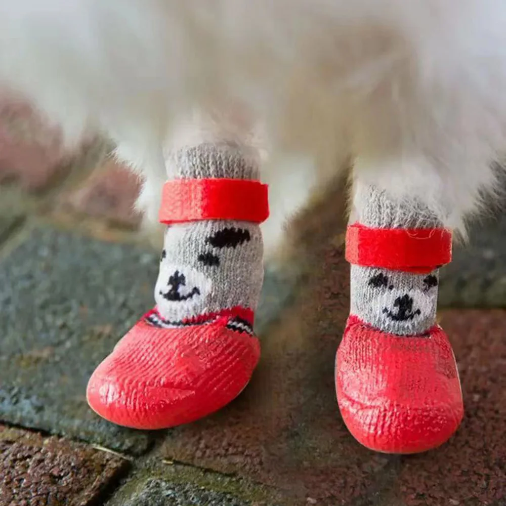 Dog Socks Warm Knit Socks for Cats and Dogs Waterproof Cat Shoes Scratch-proof Foot Covers Anti Scald Feet Pet Socks Teddy