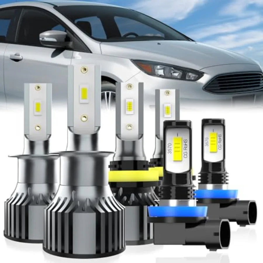 

Fit For Ford Focus 2012-2018 Light Bulbs H1 High Beam + H11 Low Beam + H11 Fog Light Bulb 6-Pack