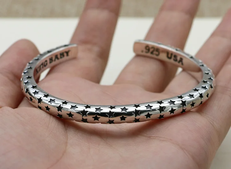 925 sterling silver small pentagonal star opening bracelet star bracelet temperament men and women simple and versatile fashion