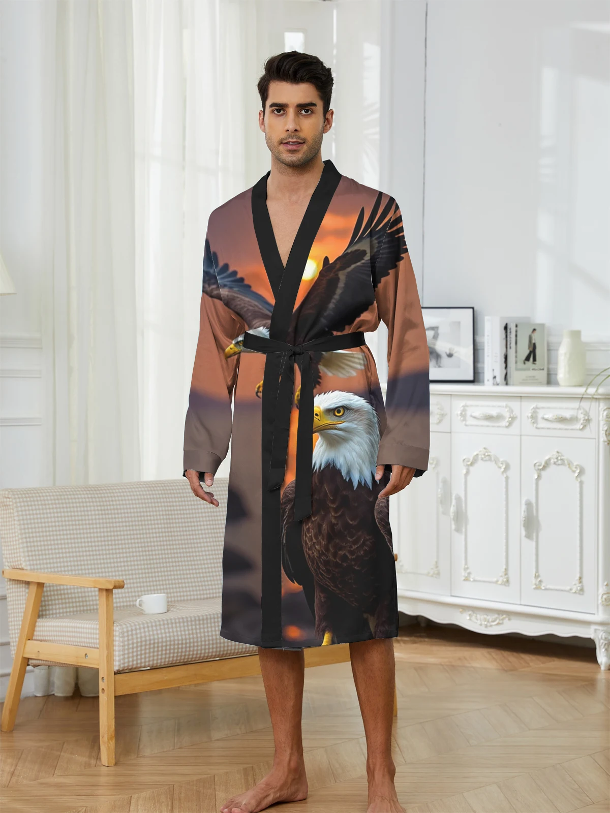 

1pcs Men's Robes 2026 Spring/Summer Bathrobe man Graphic bath robe 3D Printed dressing gown Robes Breathable Men's bathrobe