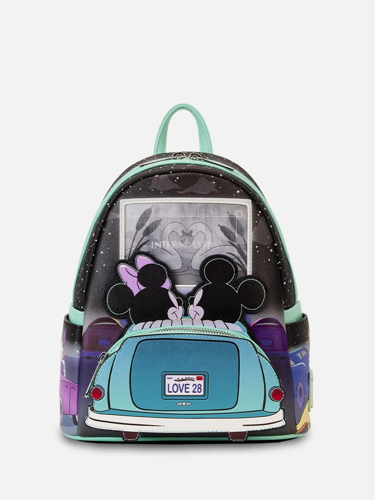 2024 New Loungefly Disney Mickey Minnie Date Mini Backpack Cute Cartoon Kids Satchel Girl Headband Move Accessory Bag Gift Ins