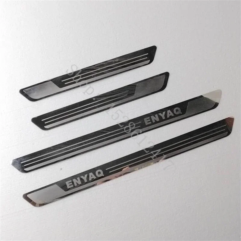 Door Sill Scuff Plate Protective Welcome Pedal Car Accessories for 2021 2022-2024 SKODA ENYAQ iV Stainless Steel Sticker Trim