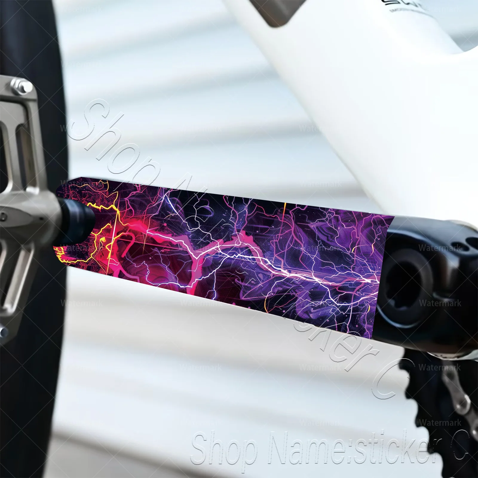 1Pair Purple Lightning Bike Crank Stickers, Waterproof Scratch‑Resistant Decals for Road Bike Crank Decor, Holiday Gift