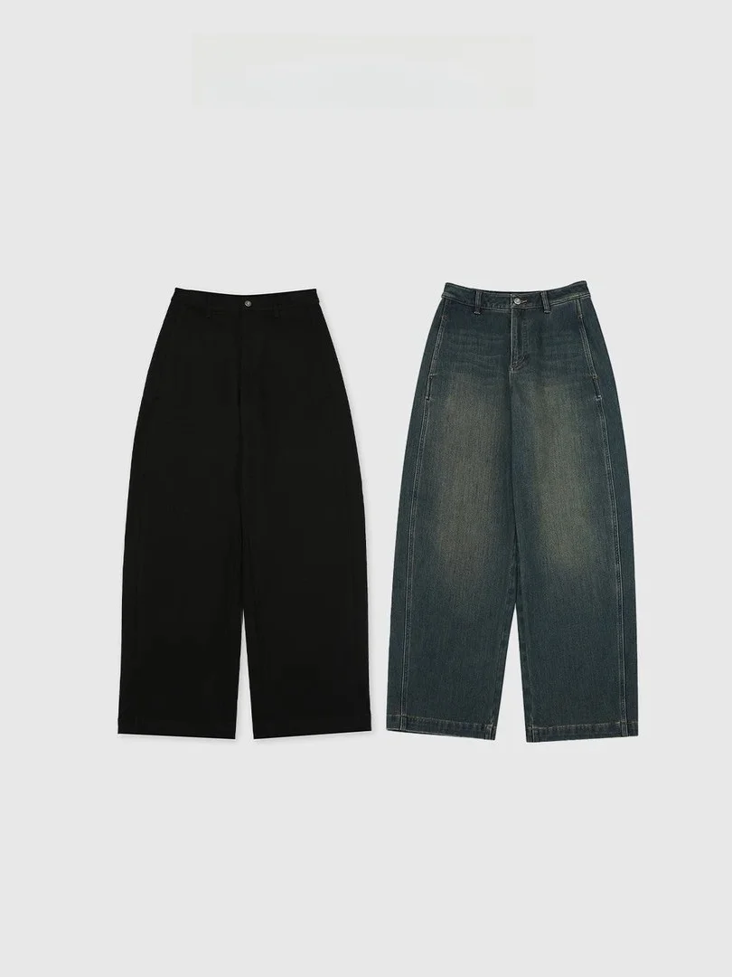 

Faionable Smooth Bot Bananas Pants Gentle Arc Texture Women's Jeans Stand Fit Medium Stretch l Waist