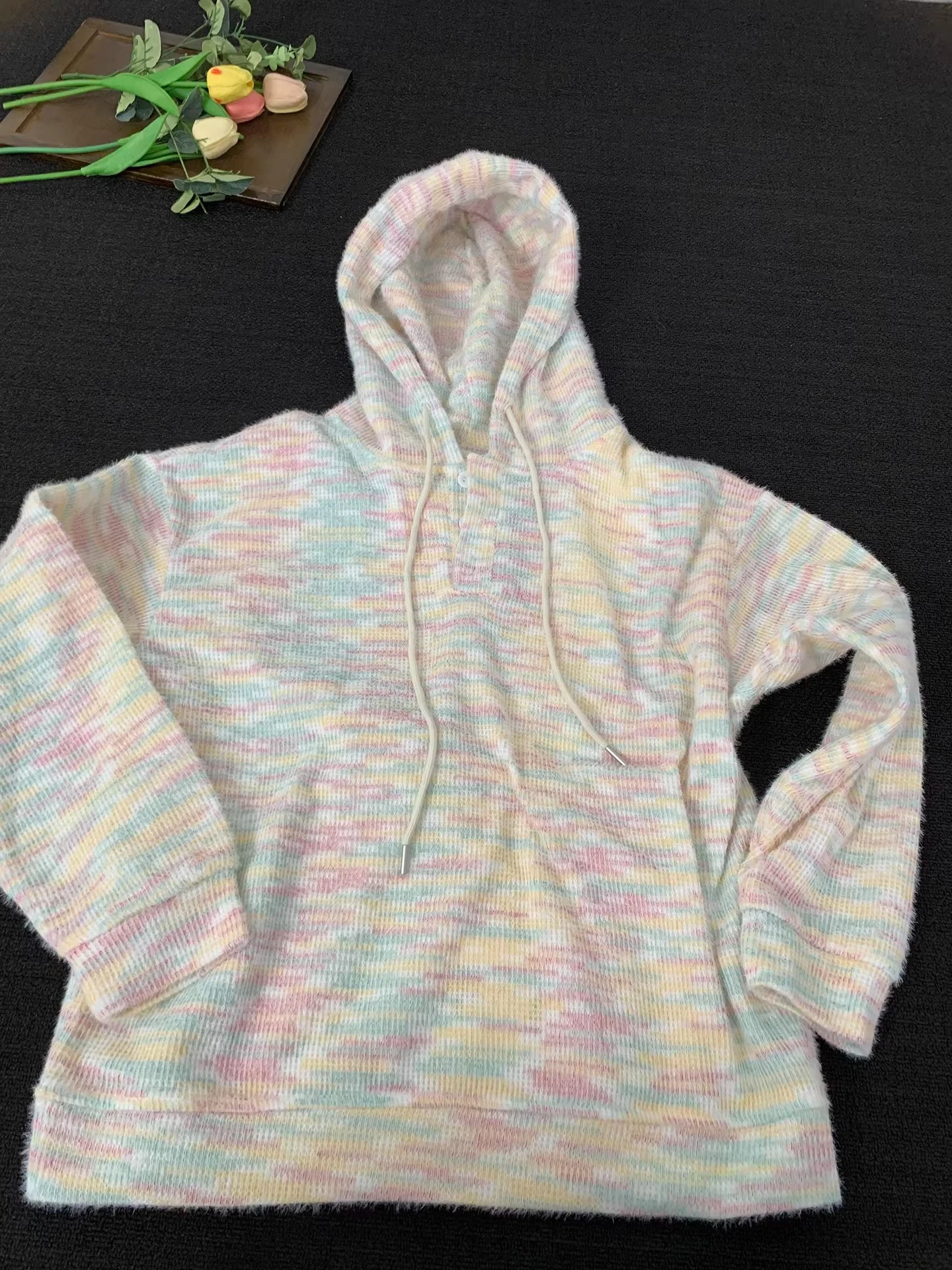 

Толстовка с капюшоном Rainbow Adient Tie Dye, утепленная, теплая, осенне-зимняя, в американском ретро-стиле, верхняя одежда