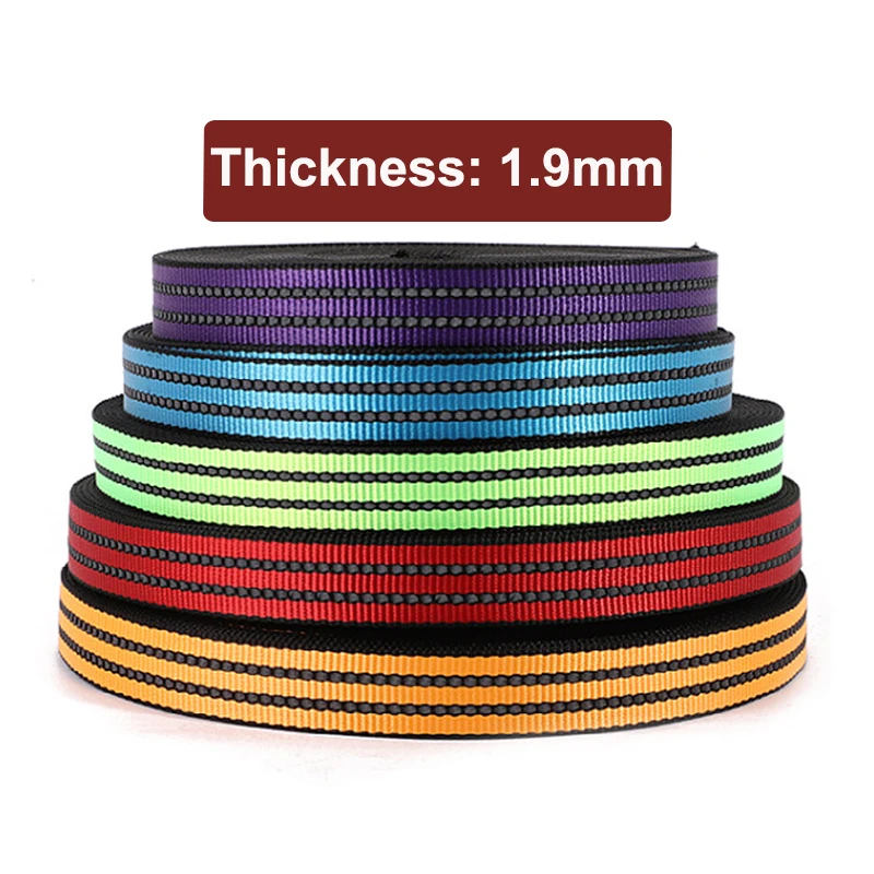 5/10/20 Meters 25mm 1inch Reflective Webbing Polyester Nylon Heavy Duty Thick 1.9mm For Dog Leash DIY Outdoor Use Climbing