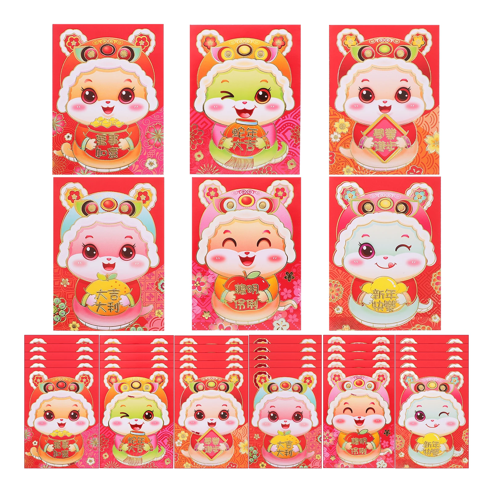 

36 Pcs Cartoon Red Envelope Folding Envelopes Lucky New Year Paper Money Packets