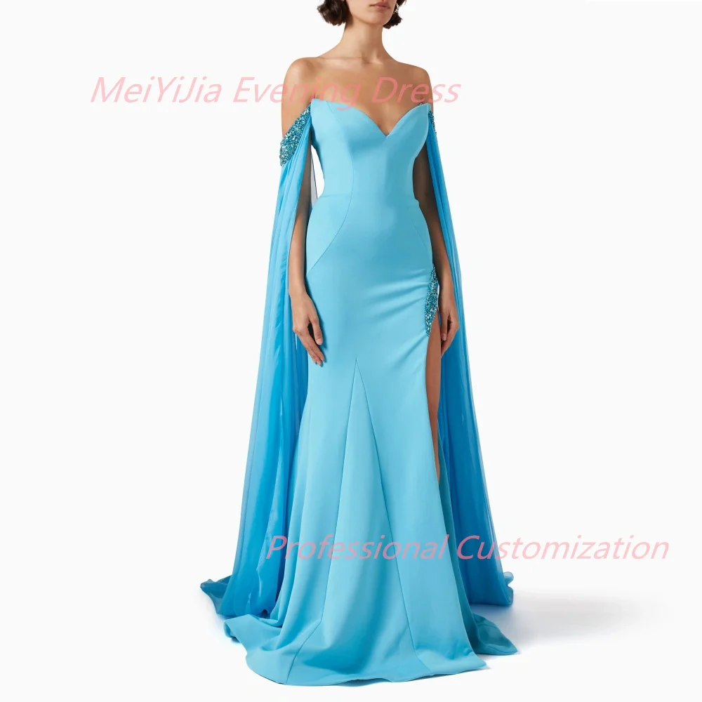 Meiyijia Evening Dresses Beading Floor-Length A-Line Sleeveless Strapless Luxurious Exquisite Sexy Elegant السعود For Woman 2024