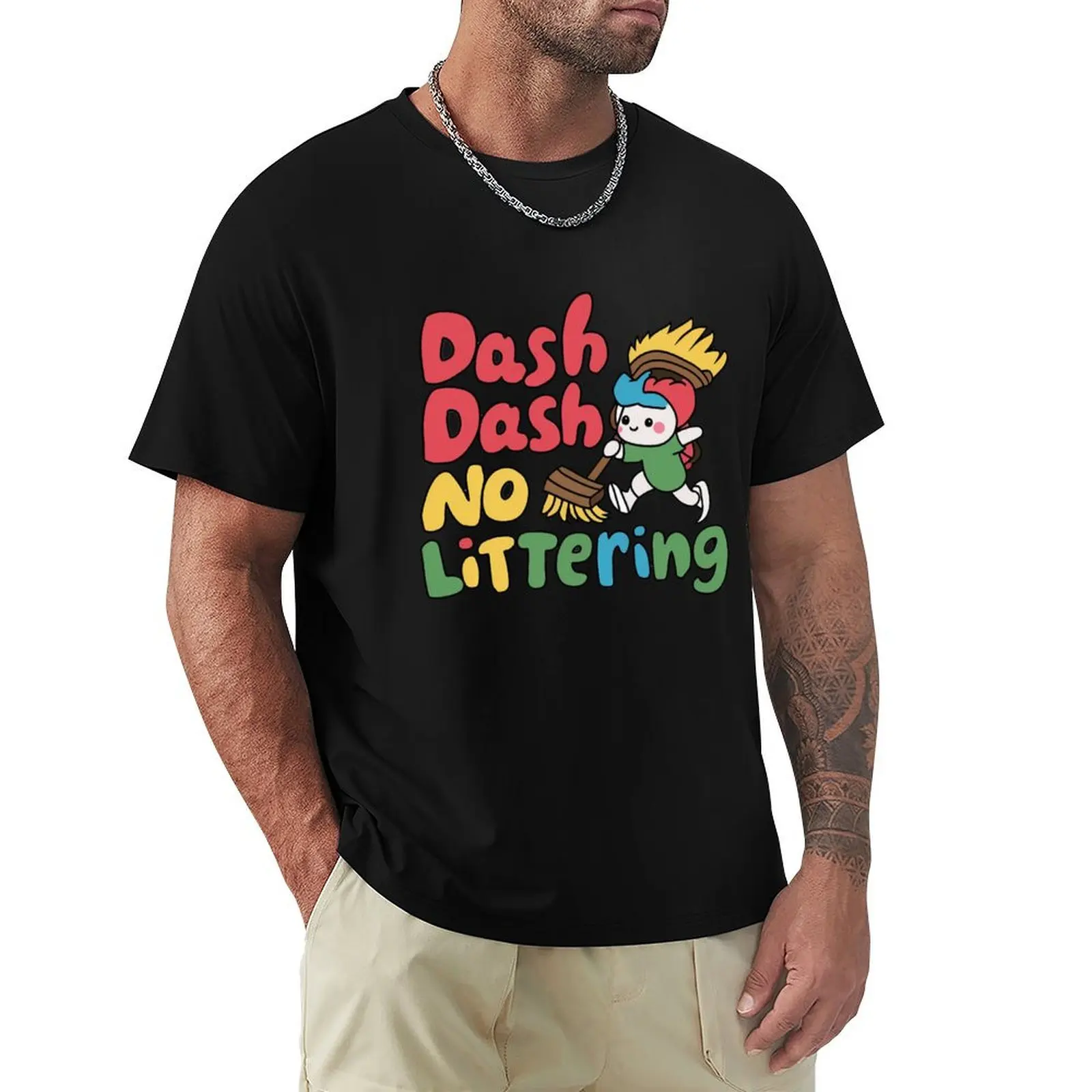Dash Dash No Littering Environment Earth Day T-Shirt anime t shirts oversize T-Shirt