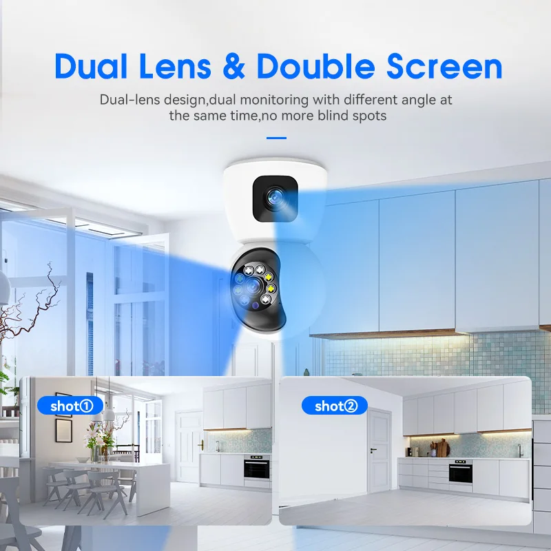 Imagem -02 - Dual Lens Câmera de Vigilância ip Interior Wifi Câmera Smart Wireless Baby Monitors Pet Monitor Visão Noturna Home Security 2k