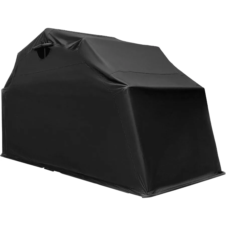 Motorcycle Storage Shed for outdoor use, 600D hard shell material, black, waterproof flip-up cover with 2 side ventilation wind
