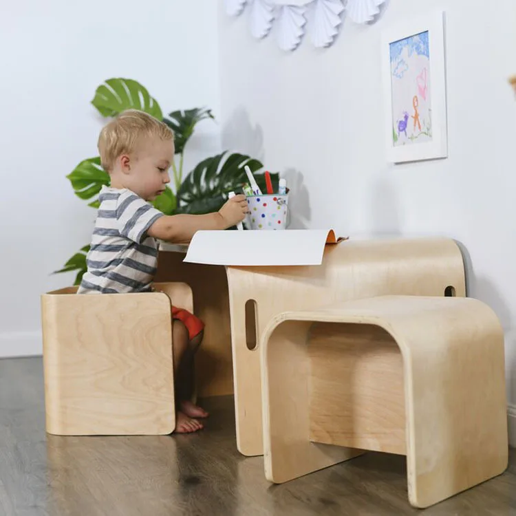 Wood Multifunctional Children Desk and Chair Set Study Desk for Kids Student Writing Study Table