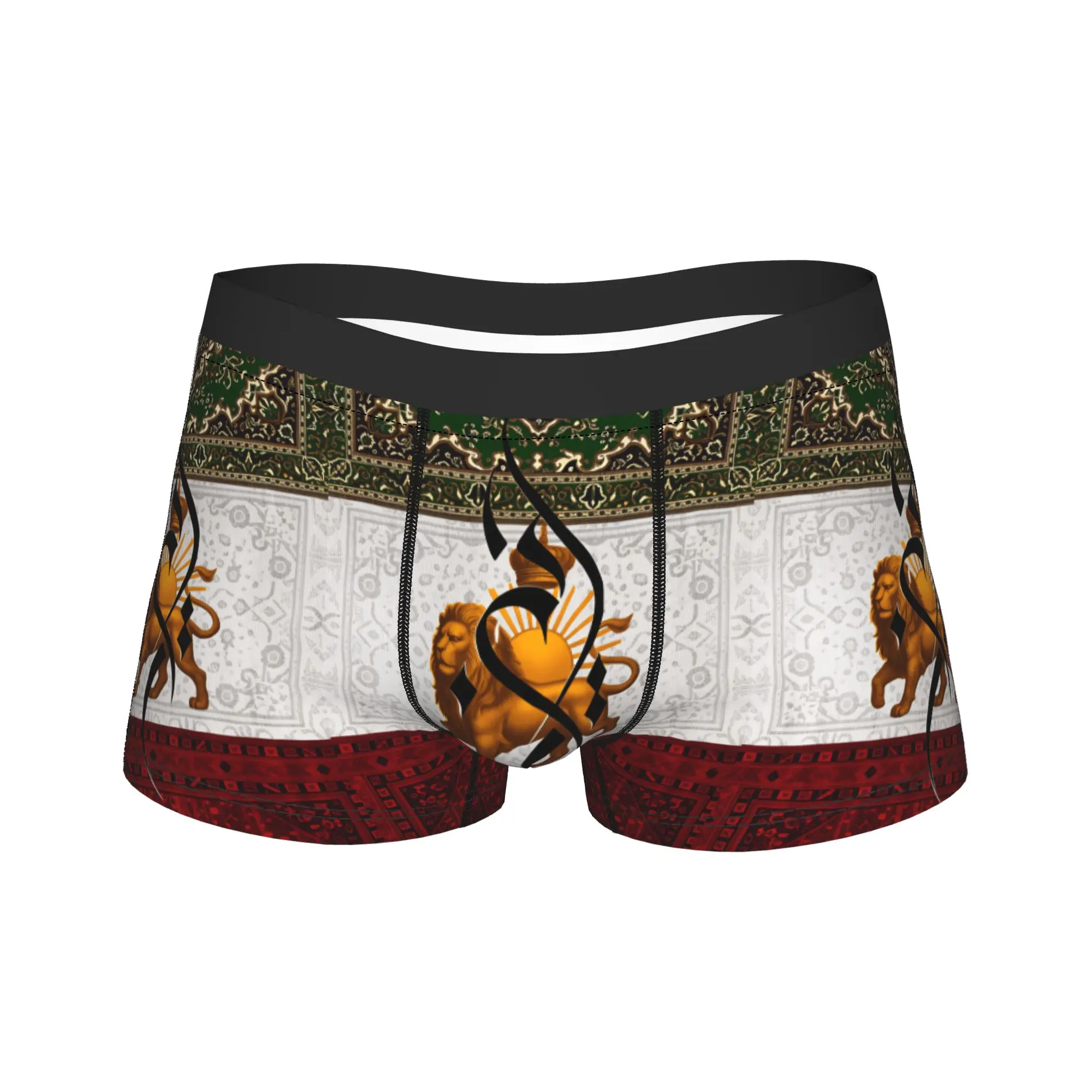 

Flag Of Iran with lion Underwear Males Boxer Brief Funny Boxer Shorts Quality Print Plus Size Panties