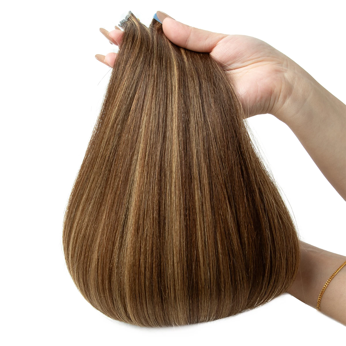 ライトヤキストレートテープインヘアエクステンション人毛レミーテープイン12-24インチ20個/パックヤキP4-27テープオンヘアバンドル