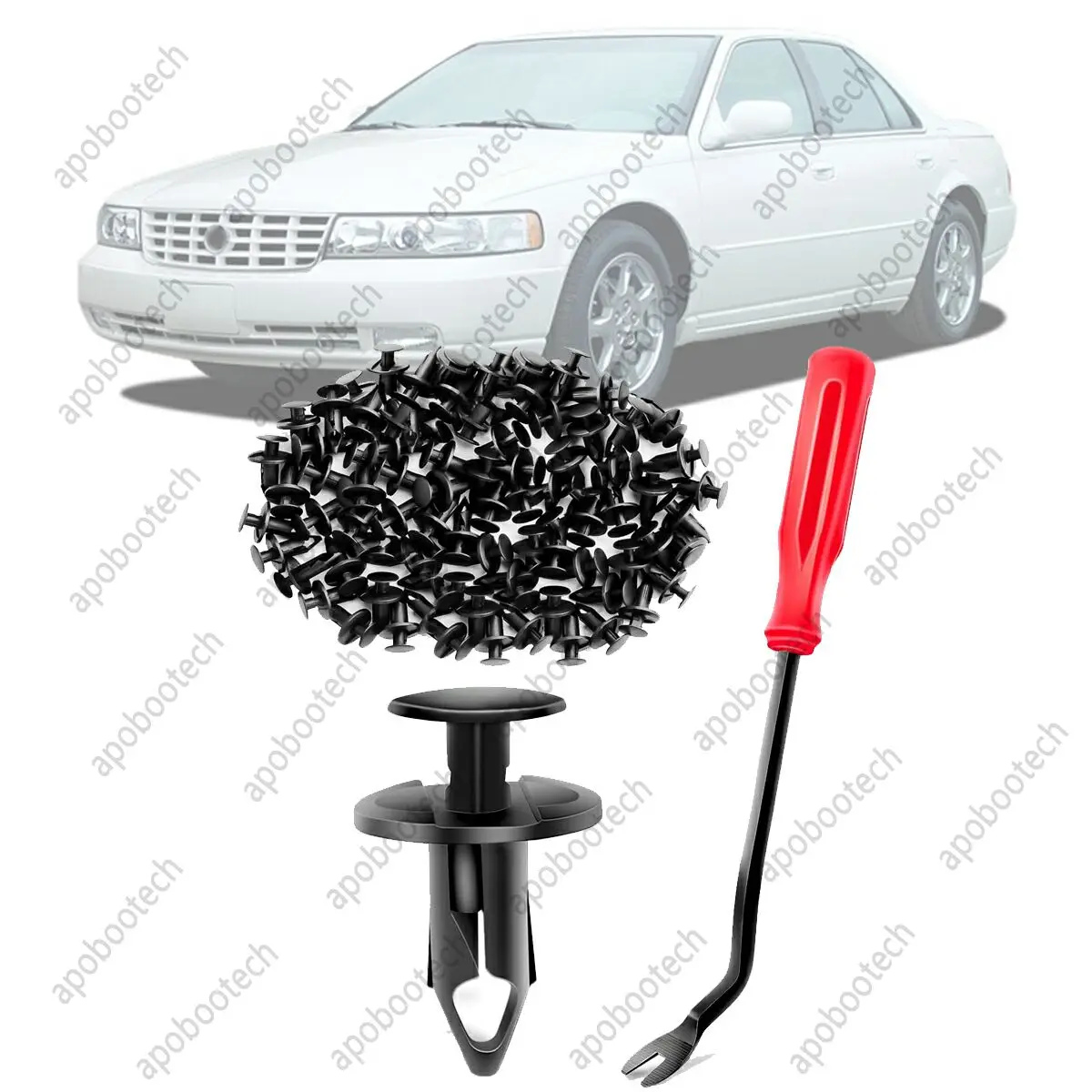 100PCS Nylon Bumper Fastener Rivet Clips for Cadillac Seville 2000-2004 with 1PC Bonus Fastener Remover Auto Repair Tool Set