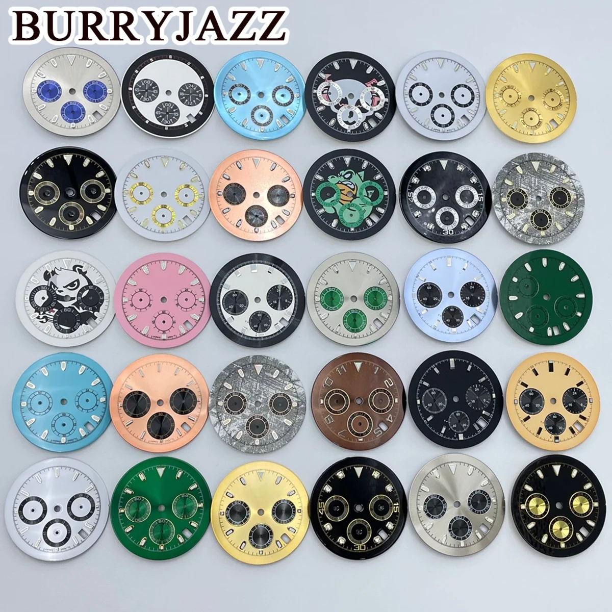 BURRYJAZZ 32,5 мм, 6-стрелочный зеленый светящийся циферблат, используемый для кварцевого механизма VK63 VK63A, индикатор синхронизации, аксессуары для модификации часов