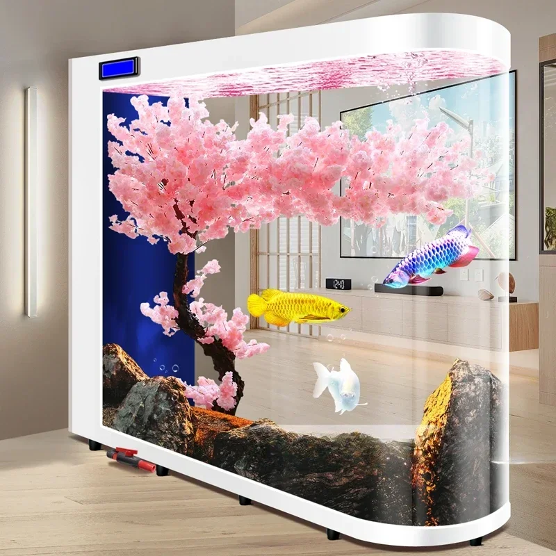 Glass Fish Tank Living Room Home Non-Base Fish Farming Integrated Self-Circulation Floor Aquarium