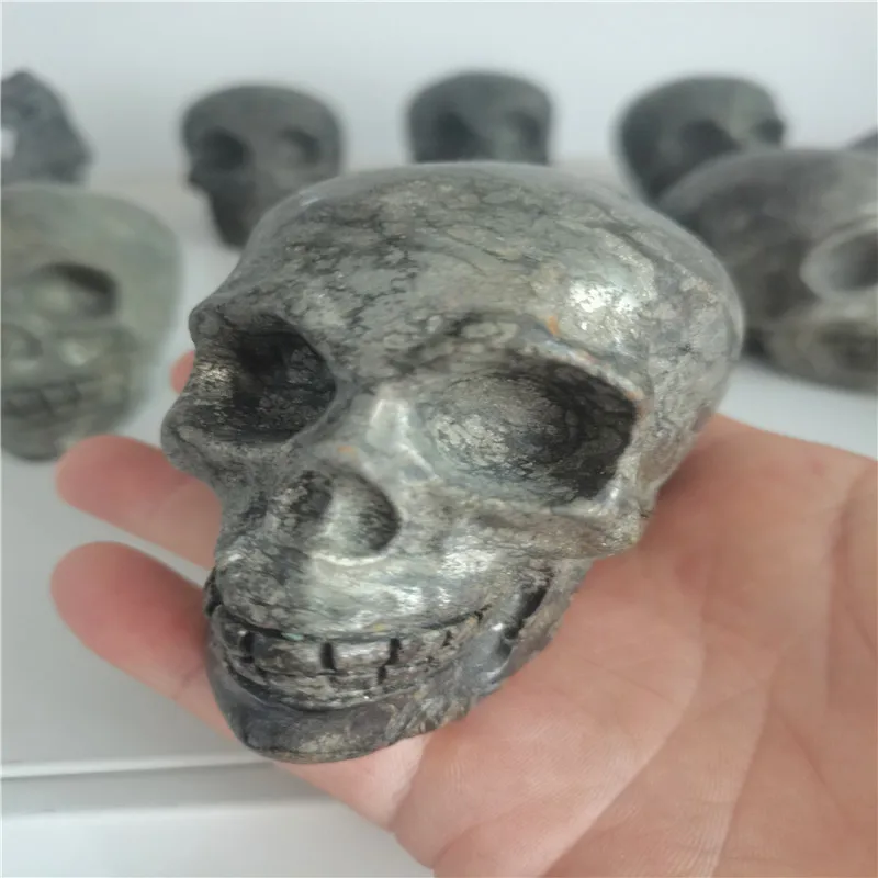 

700-800g Natural Crystal Pyrite Skull Carving Mineral Energy Stone Reiki for Energy Healing And Decorations
