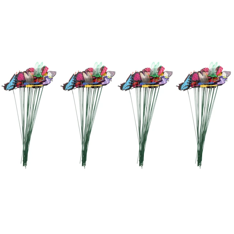 

80 Pieces Garden Butterflies Stakes And 16 Pieces Dragonflies Stakes Ornaments For Yard Patio Party, Totally 96 Pieces