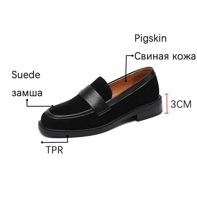 New Spring Sheep Suede Women Shoes Retro Round Toe Loafers Casual Thick Heel Slip-On Shoes for Women Zapatos Mujer Women Pumps