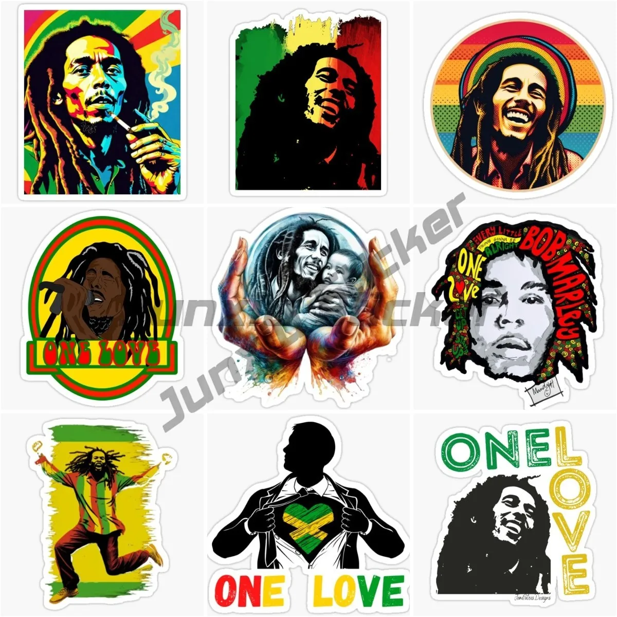 MARLEY One Love Reggae Sticker Rastafarian Rasta Vinyl Waterproof Sticker Car Laptop Wall Window Bumper Sticker