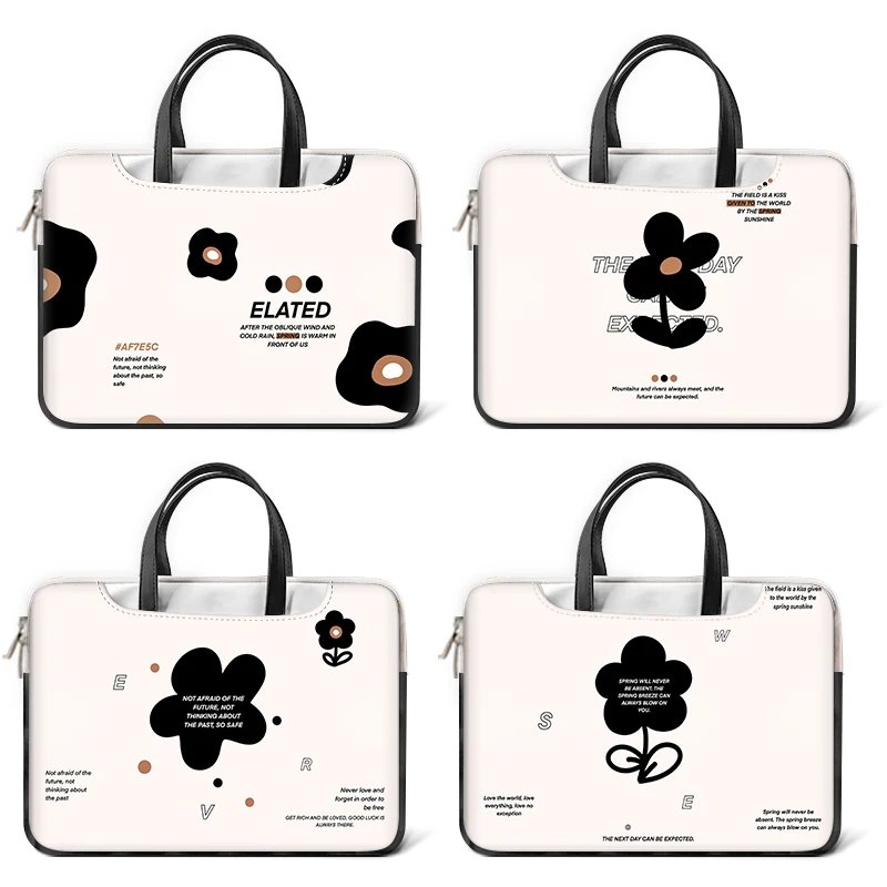 DIY Laptop Bag Sleeve Flower Cover Computer Handle Bag 12 13 14 15 17 inch Multifunctional Case For Macbook/HP/Dell/Acer/Lenovo