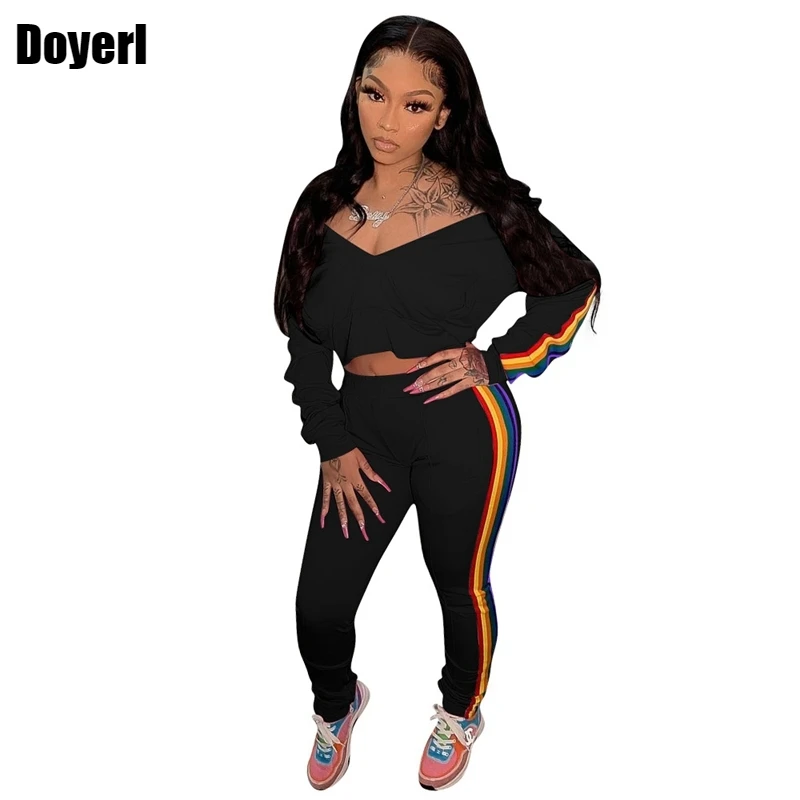 

Off Shoulder Two Piece Tracksuit Set Joggers Women Set Korean Fashion Sweat Suit Cute Jogging Suits for Women Matching Sets 2022