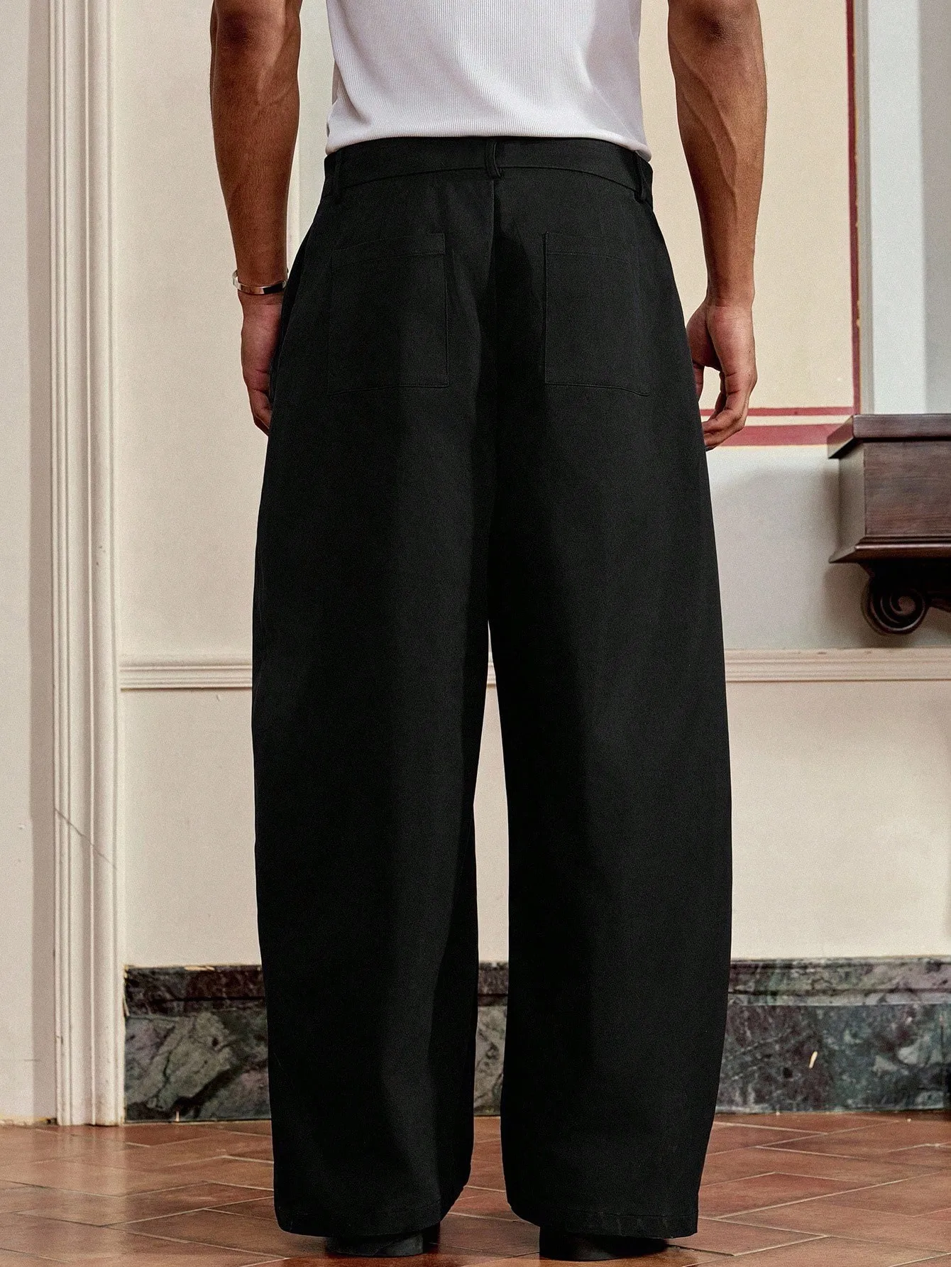 Men's plus Size Casual Pants Color Block Design Comfortable Fit Loose Trousers