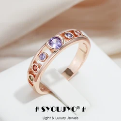 SYOUJYO Multicolored Natural Zircon Unique Ring For Women 585 Rose Gold Color Party Cocktails Fine Jewelry Accessories