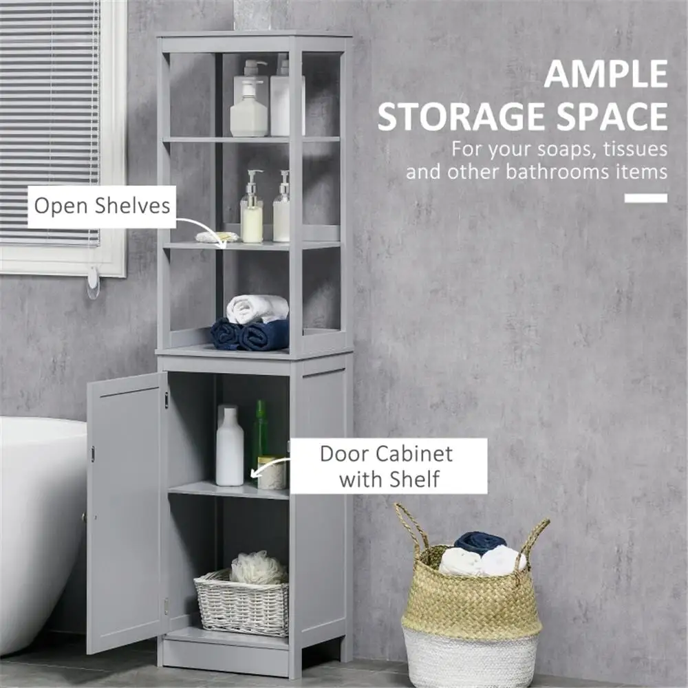 Gray Bathroom Storage Cabinet - Modern Shelving Unit for Organizing  Prime Shipping)