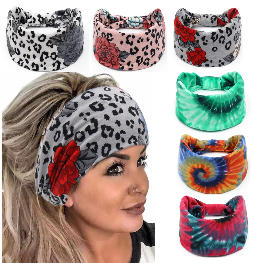 

Women's Workout Headband Athletic Elastic Yoga Sport Hair Band Bohemia Printed Cotton Wide Non Slip Fashion Decorative Sweatband